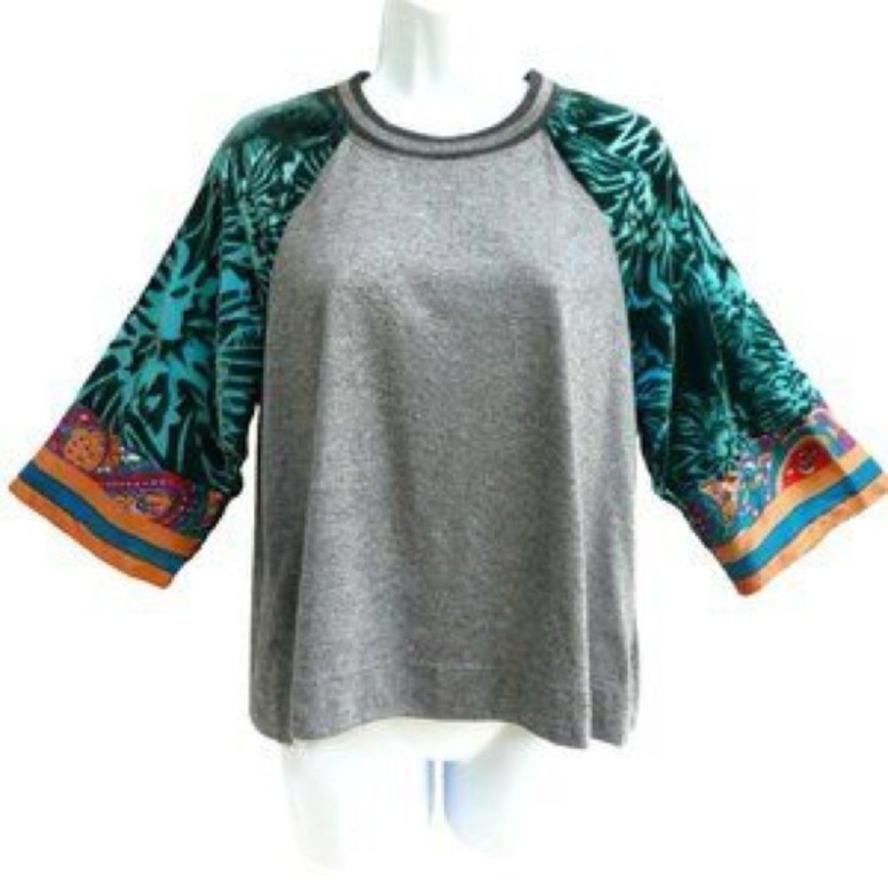 5/$25 Sale Tiny Anthropologie Kimono Top Teal Burnout Velvet Bell Sleeves Small